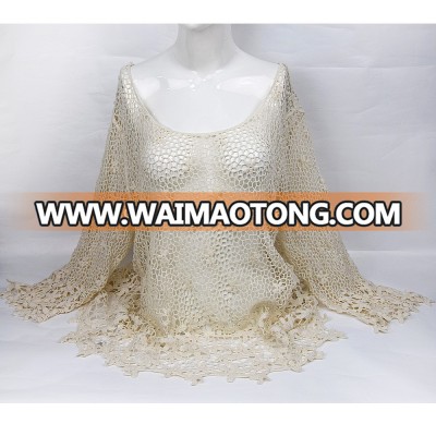 Golden Knit Cotton Dress Embroidery Eyelet Ladies Garments HXC6011#