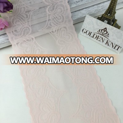 Golden Knit 10cm Width Good Stretchy Nylon Pink Color Lace Trim LX107#