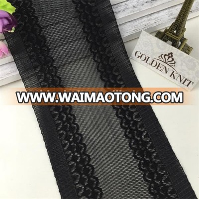 Golden Knit 10cm Width Black Lace Trimming Elastic Thin Lace LX141#