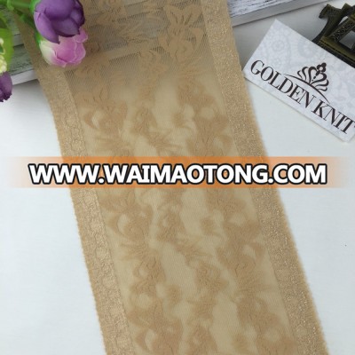 Golden Knit 10cm Width Brown Color Knitted Technics Lace Stretch Nylon Trimming LX105#