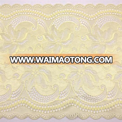 Golden Knit 20cm Width Stretch lace Yellow Bluk-floral Lace Trim JE013#