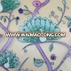 2018 New Design Peacock Printed Purple Orange Lace Beaded Embroidery Fabric