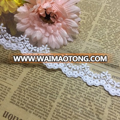 Golden Knit 5cm Width Cotton mesh gauze lace single side wave small bar code transparent mesh embroidery lace fd011#