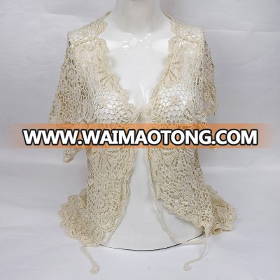 Golden Knit Water Soluble Cotton Embroidery Lace Jackets for Ladies HXC6817#